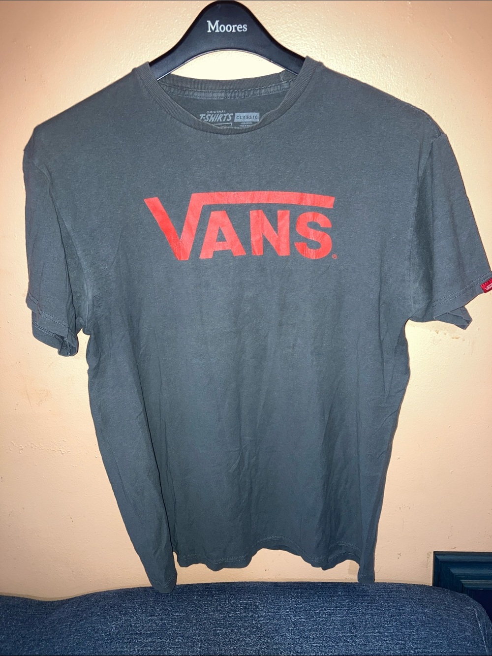 Vans Black Short Sleeve Tee with Red Logo